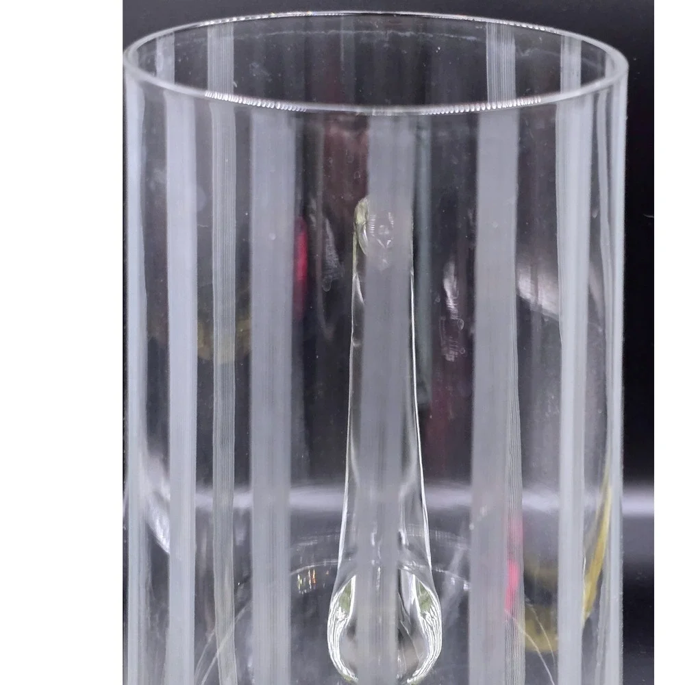 Chill-It‎ Aluminum Ice Tube Glass Pitcher Vtg Gilley Etched Manhatten Stripes